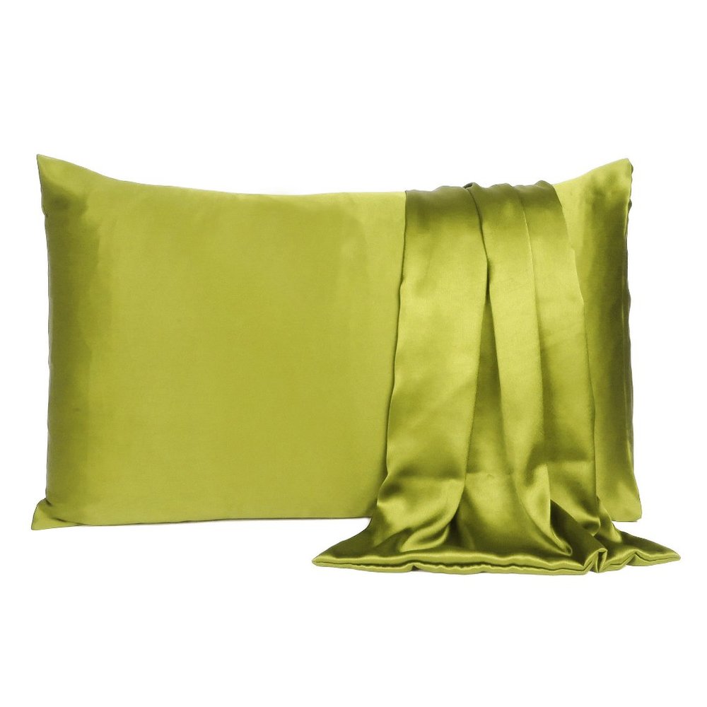 Oussum Soft Satin Solid Throw Pillow Cover Silky Sateen Pillowcase Set of 2